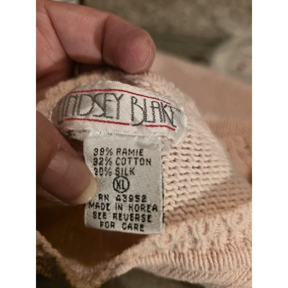Linsey Blake Pink‎ Short Sleeve Sweater Size XL Silk Blend